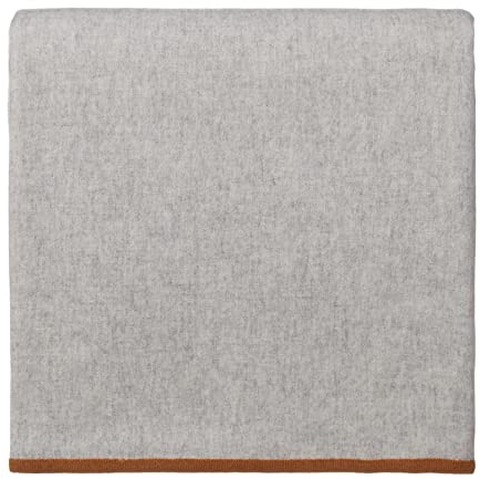 URBANARA 130x170 cm Wolldecke Alxa, 90% Merinowolle & 10% Kaschmirwolle, Hellgrau/Kastanie - Ideal als Überwurf Plaid Blanket Kuscheldecke Wohndecke für Sofa & Bett - Warme Winter-Decke