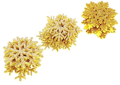 MAGICLULU 30 Stück Bunte Schneeflocken-Stoffflicken Weihnachtsschneeflocken-Nähflicken Schneeflocken-Aufnäher Zum Aufbügeln Applikationen Für Diy-Näh-Bastelprojekte (Golden)