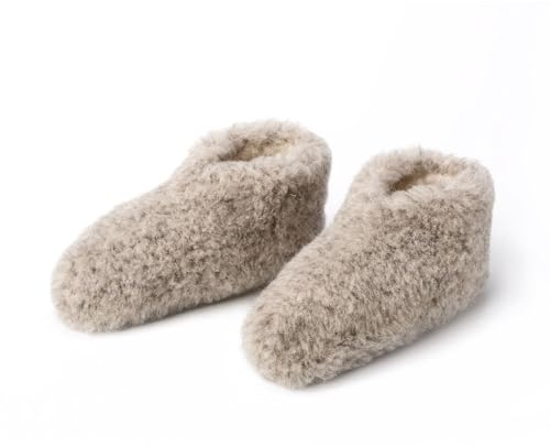 THE COZY SHEEP Chaussons douillet femme et homme en laine extrêmement confortable | Pantoufles femmes et hommes en 100% laine mérinos | Chausson femme hiver chaud | Modèle bas fermé