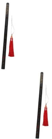 Abaodam 2stücke Titel Traditionelle Bambusflöte Für Erwachsene Handgefertigtes Musikinstrument Mit Quasten Leicht Und Tragbar Für Anfänger Dur Schwarz