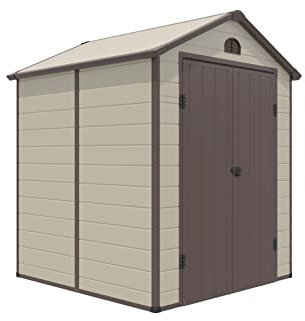 GYMAX Capanno da Giardino, Capanno per Attrezzi in PVC con Finestra, Tetto Spiovente, Porta con Serratura, Telaio in Metallo, 192 x 190 x 226 cm