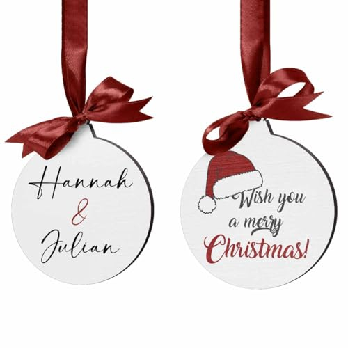 Personalisierte Holzanhänger für Weihnachten - persönlicher Geschenkanhänger o. Weihnachtskugel mit Namen & Text personalisiert - individueller Christbaumschmuck