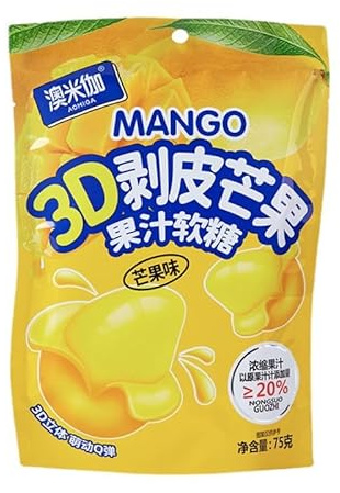 Sour and Sweet Fruit Peeled Candy 75g/bag, Peeled Soft Candy, Soft and Hard Candy, Chinese Candy, Toffee, Chewy Candy, Healthy Fruit Snacks, Candy Snack Gift Package (Mango flavor,150g)