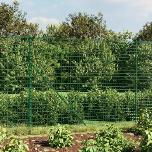 JUDYY Maschendrahtzaun mit Bodenhülsen Grün 1,4x25 m, Volierendraht, Wühlmausgitter, Kaninchenzaun, Drahtzaun, Drahtgeflecht, Kaninchendraht, Geflügelzaun - 154107