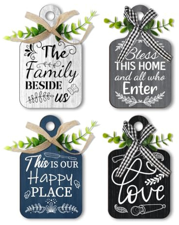 PH PandaHall 4pcs Wooden Hanging Signs Cutting Board Flourished Script Wooden Signs for Wall Art Dining Room Signs Table Decor for Home Kitchen Dining Living Room Bar Cafe, 15x9cm/5.9x3.5inches