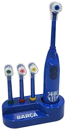 Lot de brosses à dents automatiques avec 4 têtes de brosse interchangeables, cadeau pour brosses à dents de sport, Barcelone, Madrid, cadeau pour enfants et filles (Barcelone, standard)