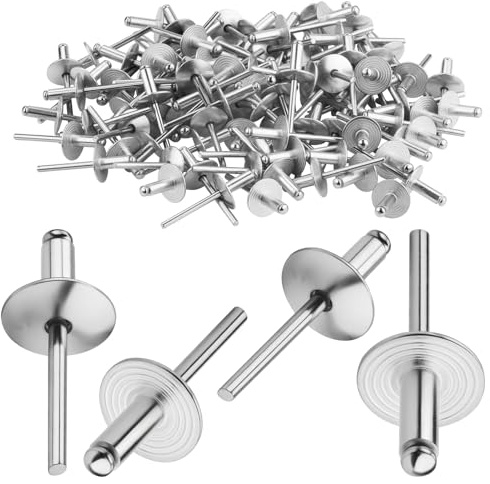 TXXATX 4,8 x 25 mm Rivet Pop Tête Large 120 Pièces Rivets Aveugles en Aluminium Argent pour Travail du Bois Ameublement Tôlerie Automobile Équipements Mécaniques et Industrie