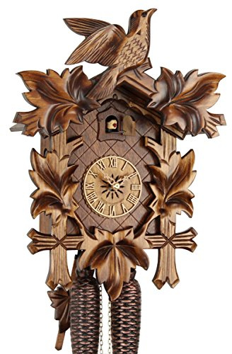 Eble Kuckucksuhr Original Schwarzwälder Kuckuckuhr Echtholz mechanisches 8-Tage Laufwerk NEU VDs Zertifikat Fünflaub 39cm- 38-01-12-80