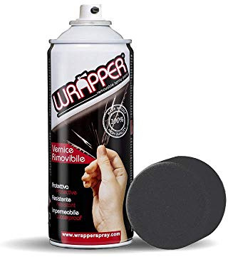 wrapper 400WRAPPER0232 400 ml Sprüh Folie Ablösbar Lackieren, Metallisch Schwarz