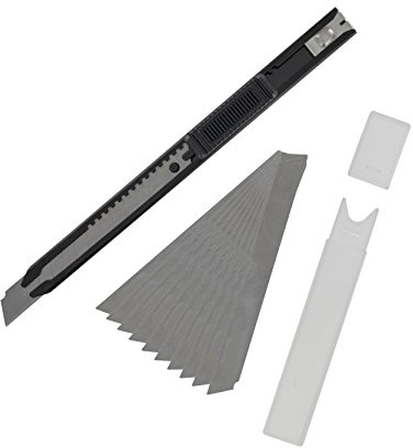 Modelcraft Slim Snap Off Knife & 10 Blades (9mm), Silver