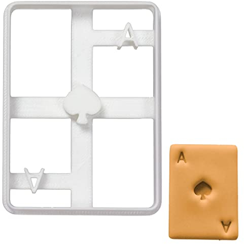 BAKERLOGY Poker Card Ace of Spades Cookie Cutter - Detailed Biscuit Cutter Design for Baking and Crafts, Ideal on Fondant, Dough, Clay, Ideal for DIY Las Vegas Casino Theme Party
