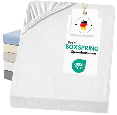 Carpe Sonno Spannbettlaken 90-100x200 cm – Weiß, Boxspring & Wasserbett | Jersey Bettlaken für Wasserbett & Boxspringbett bis 50 cm Steghöhe | 100 % Baumwolle, kochfest & bügelfrei