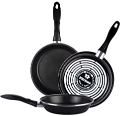 Magefesa Black - Juego de 3 sartenes (20/24/28) cm de acero vitrificado exterior color negro. Antiadherente bicapa reforzado, aptas para todo tipo de cocinas, especial inducción.