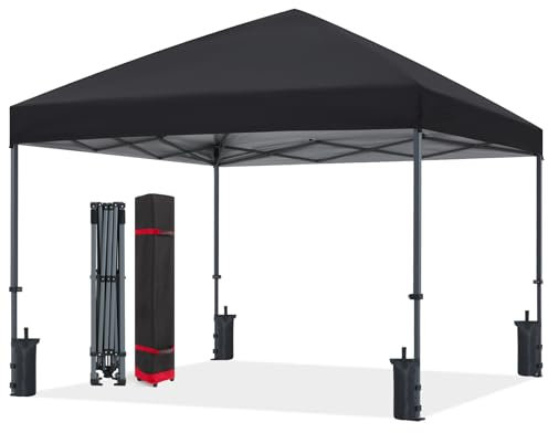 ABCCANOPY 2,4x2,4M Gazebo Impermeabile Pop-up Padiglione da Giardino Festival ombrellone, Serie Chiusura Centrale, Nero