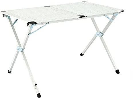 Hi-Gear Elite Double Table with Lightweight Aluminium Construction, Folding, Portable & Compact, Ideal for Camping, Festivals, BBQs & Outdoor Events, includes Carry Bag, Silver