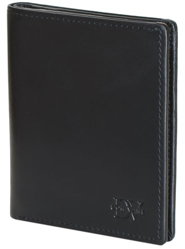 DON VANE Elite Slim Wallet I Schmale Echt Leder Geldbörse mit Münzfach für Herren und Damen I Kleines dünnes Echtleder Portemonnaie mit RFID Schutz I Mini Geldbeutel Portmonee Männer flach (Schwarz)