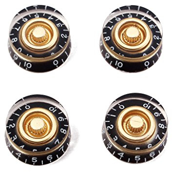 Alnicov Drehknöpfe für E-Gitarre, Schwarz mit Gold, 4 Stück