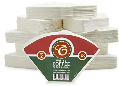 EDESIA ESPRESS – 1000 Filtres à Café Coniques en Papier – Filtre Café N°2 pour Cafetière Manuelle, Pour-Over et Brassage Doux – Taille 2 Blanc