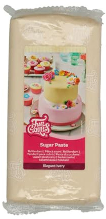 FunCakes Pasta di Zucchero Elegant Ivory: facile da usare, liscia, flessibile, morbida e pieghevole, perfetta per decorare torte, halal, kosher e senza glutine - 1000 g