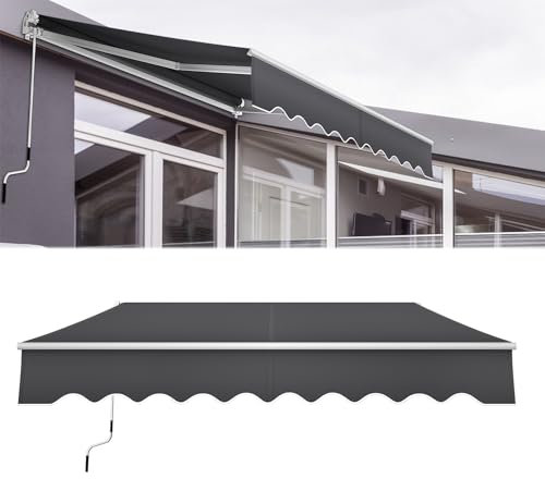 NAIZY Tenda da sole a braccio oscillante in alluminio per balcone terrazza (3 x 2,5 m) - grigio scuro