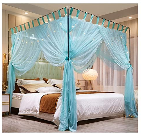 LCYDMJ Betthimmel Luxusbett Baldachin Dekorativer Bettvorhang, Stehendes Moskitonetz 360 ° Schutz Mit Verschlüsseltem Netz Und Montagehalterung (Color : A, Size : 150x200x200cm)
