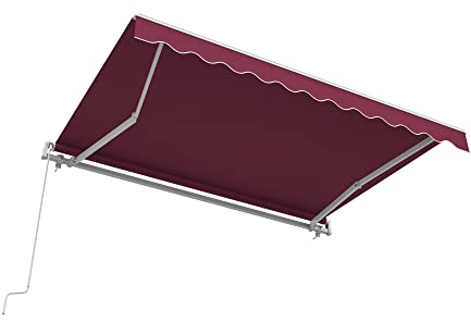 paramondo Gelenkarmmarkise Basic 2000 Markise Sonnenschutz Sichtschutz für Balkon & Terrasse, Vollständig zusammengebaut, 400 x 300 cm (Breite x Ausfall), Uni Weinrot