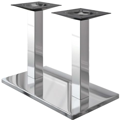 GGMMÖBEL Madrid | Doppel Tischgestell für Esstisch, Schreibtisch | Tischbeine | Edelstahl | Tischfüße | Bodenplatte: 40 x 70 cm | Säule: 8 cm | Gesamthöhe: 72 cm