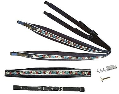 Steirische Harmonika Riemen Set – Edelweiss Schwarz – Komplettset mit Tragegurten, Bassriemen, Rückenverbinder & Verstellerset – gepolstert, verstellbar – Zubehör für Volksmusik & Tracht