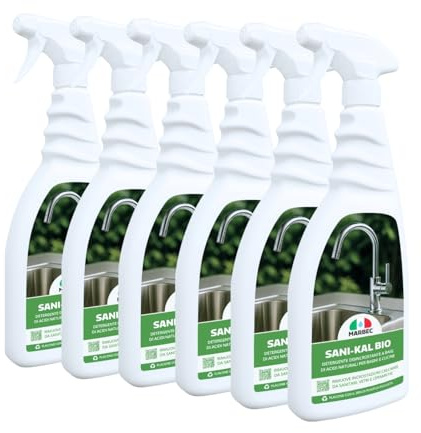 MARBEC Sani-Kal Bio 750MLx6Pz | Detergente anticalcare delicato per bagno, rimuove calcare leggero e residui di sapone, per uso frequente