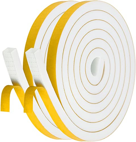 Palazen 4m Dichtungsband Selbstklebend für Türen Fenster 12mm(B) x10mm(D) Moosgummi Dichtband Türdichtung Fensterdichtung Zugluftstopper Schaumstoffband Abdichtung Weiß [2 Rollen mit je 2m]