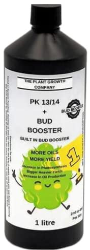 PK 13/14 + Triacontanol Bud Booster - Liquid Fertilizer for Indoor Plants & Herbs - Natural Formula with Hydroponic Nutrients for Bud & Flower Growth, Oil Production - 1 Litre