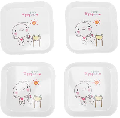 4PCS Appetizer Dinner Plates, Creative Fruit Snack Plate, Melamine Serving Cake Dessert Plates, Salad Plates Cheese Palte, Flat Spit Bone Tray for Hoem, Restaurant, Easy to Clean (Drying Clothes)