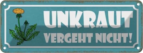 vianmo Blechschild 10x27 cm Unkraut vergeht nicht Garten Warnschild Hinweisschild Sicherheit Vorsicht Deko Geschenk Metall Schild