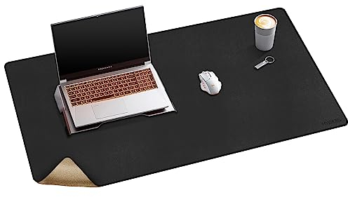 Mydours 100x50 cm Kork & PU-Leder Schreibtischunterlage, Doppelseitige Schreibtischauflage für Büro Zuhause, XXL große Gaming Mauspad, Wasserdicht Schreibtischmatten für Büro und Zuhause Deko, Schwarz
