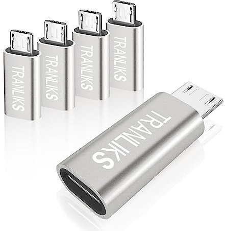 TRANLIKS 5 Pack Adaptateurs USB Type C Femelle vers Micro USB mâle Convient pour la Charge et Le Transfert de Données - Gray