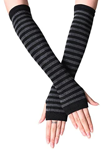 Kaschmir-Fingerlose Handschuhe, schwarz, dunkelgrau, Pulswärmer, Daumenloch, warme halbe Fingerlose Handschuhe, Winter-warme Fingerlose Fäustlinge für Outdoor-Sportarten, Skifahren, Radfahre