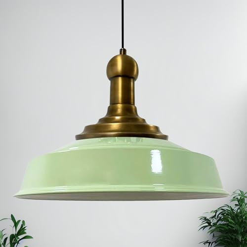 bamyum Asletl Long-Knob Hängelampe Industrial Vintage Ø41 cm, Küchenlampe Hängend Esstisch, Wohnzimmerlampe Pendelleuchte Minzgrün Metall