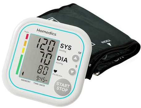 HoMedics Misuratore di Pressione Automatico da Braccio - Monitor della Frequenza Cardiaca Elettrico per Uso Domestico con Display e Polsino Regolabile, Rilevamento del Battito Cardiaco Irregolare
