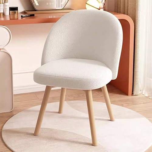 BREZO Schminktisch Stuhl, Stuhl Schminktisch, Ohne Rollen, 360° Drehbar, Geeignet for Wohnzimmer Und Schlafzimmer (Color : White)