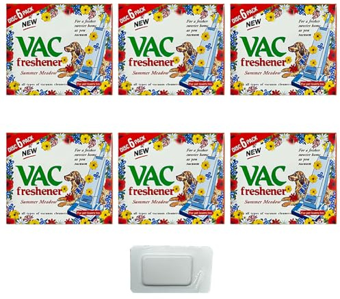 VR Angel Vac Extra Strength Refreshing Fragrance Disc, Air-Fresheners for Pet Lovers Fits All Vacuum Cleaners Disc, Summer Meadow, Including One Moth Killer Sachet (Summer 6 pk)