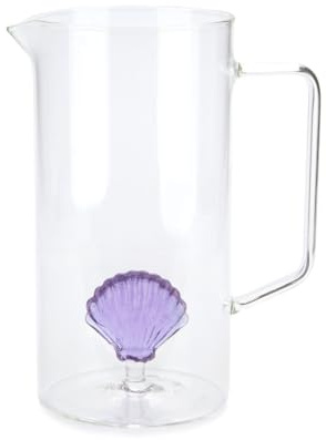 Balvi Jarra Atlantic Shell Color Lila Hecho a Mano en borosilicato Vidrio 1,3 L