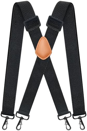 Hosenträger für Herren 3.5cm Breit X-Back Extra Stark mit 4 karabinerhaken | Hosenträger Einstellbar und Elastisch, Verbesserten für Arbeitshose Motorradhose, Einheitsgröße für Damen und Männer