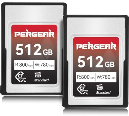 PERGEAR Standardserie 512GB CFexpress Typ A Speicherkarte (2er-Pack) | bis zu 800 MB/s Lesegeschwindigkeit 780 MB/s Schreibgeschwindigkeit für 4K/8K-Aufnahme kompatibel mit Sony Alpha & FX-Kameras
