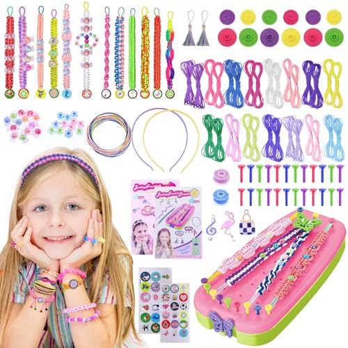 HOVIBU Gör-det-själv armband kit för flickor, gör flätade handgjorda armband för flickor, gör-det-själv vänskapssats armband, födelsedagspresent till flicka 6 7 8 9 10 11 12 år