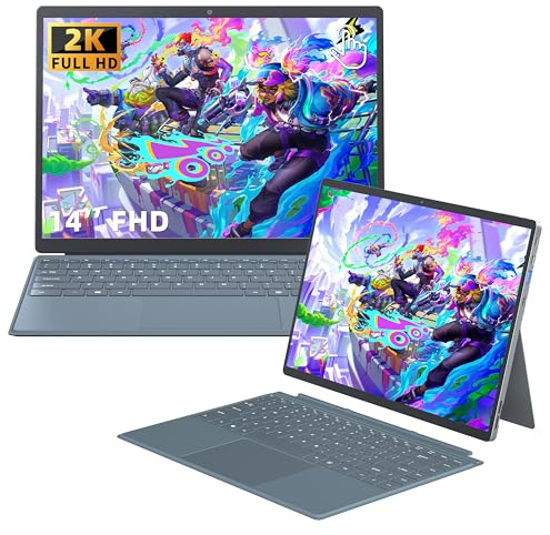 Svikou Tablet portatile 2 in 1 da 14 pollici, in tel N95 fino a 3,4 GHz, SSD NVME da 512 GB 16 GB di RAM, touchscreen IPS FHD 2K, PC Win 11 Pro, tastiera rimovibile, supporto per penna stilo
