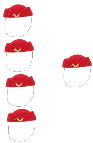 DEARMAMY 5stücke Damen Stewardess Hut Aus Elegante Flugbegleiter Mütze Rot Für Kostüme Cosplay Bühnenaufführungen Für Karneval Und Veranstaltungen