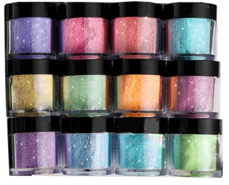 Superfeines Suspension Puder Pailletten für Diamanten, Formfüllung, Kosmetik, Kunstdekor, Puder für Damen, 12 Farben