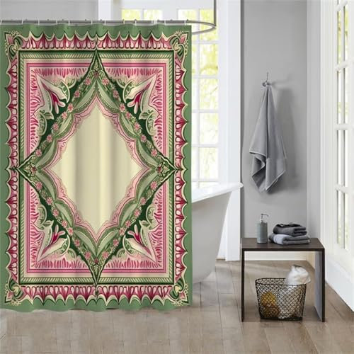 Duschvorhang Pink 180x200cm Beschwerter Saum Wasserdicht Duschvorhänge Waschbar Stoff Shower Curtains Mit Ösen Duschvorhangringe Faltbarer Bad Curtain Badewanne Badezimmer Vorhang Gardinen 1006
