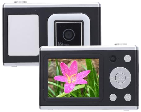 Digitalkamera, 1080P Barnkamera 48 MP Peka och Skjut Digitalkameror med Fyllningsljus, 2,4-tums IPS-skärm Autofokus Kompakt Liten Kamera för Dagliga Resor (Svart)