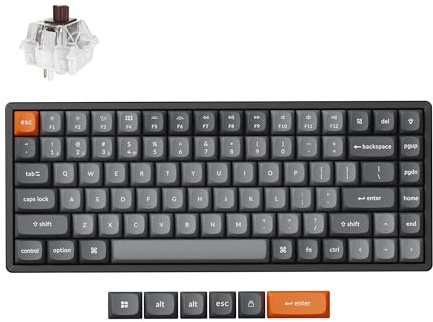 Keychron K2 MAX Custom Wireless Mechanische Tastatur 2.4 GHz/Bluetooth/USB-C, RGB, Aluminiumrahmen, QMK/VIA Programmierbare Makros, PBT Keycaps, für Mac Windows, Super Brown Switch